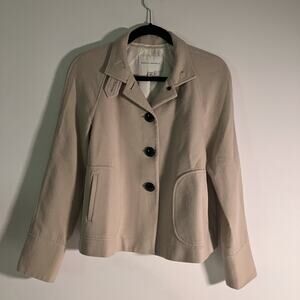 Banana Republic Jacket Womens Small Beige Wool Blend Stretch Button Coat Pockets